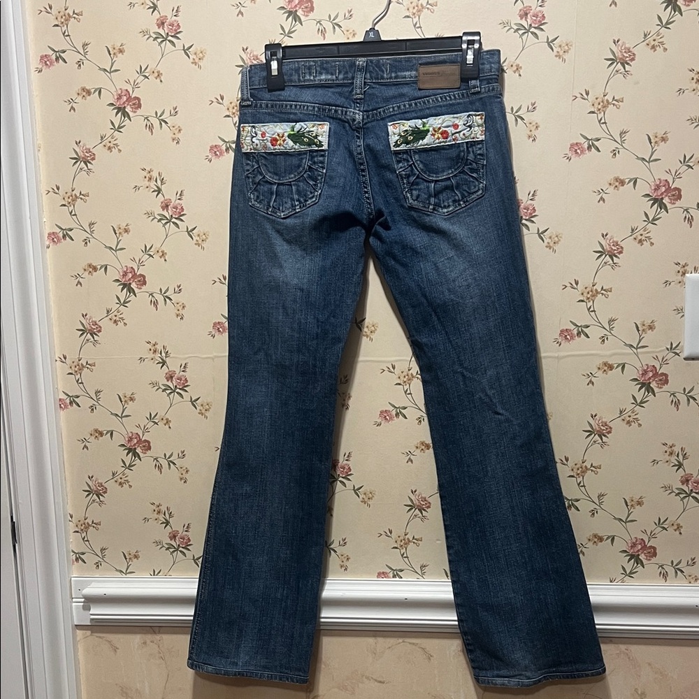 Vigoss Women's Blue Boot Cut Jeans with Floral Accents